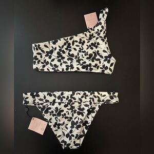 Skatie two piece bikini greenwich black and white floral